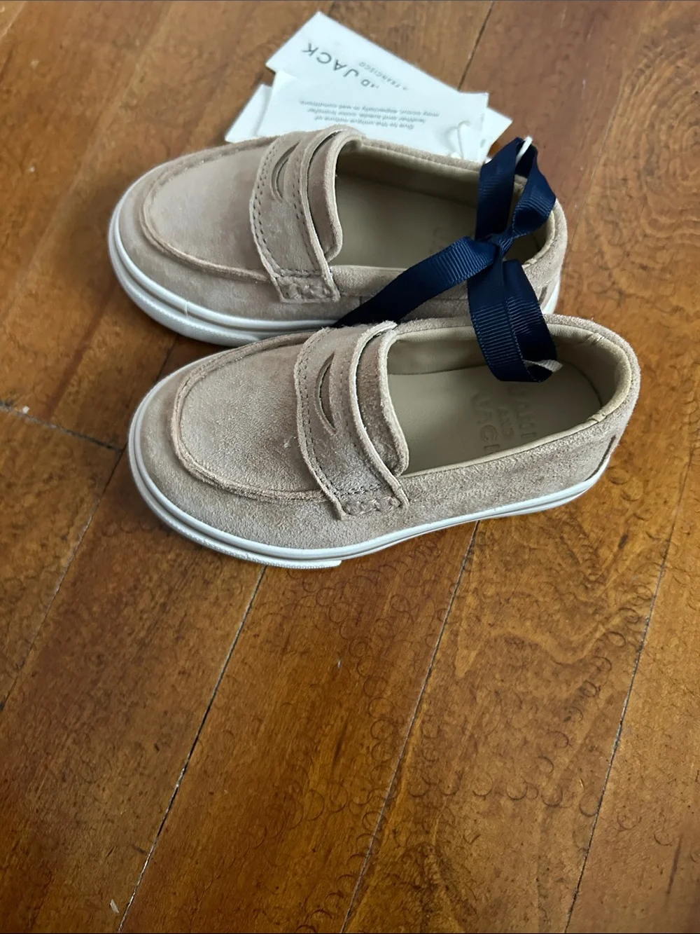 Janie and Jack Kids Suede Loafers in Light Taupe